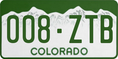 CO license plate 008ZTB