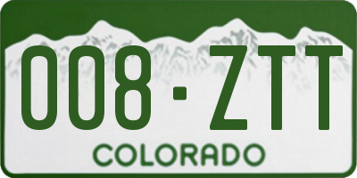 CO license plate 008ZTT