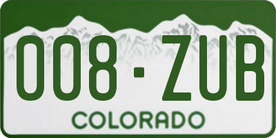 CO license plate 008ZUB