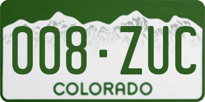 CO license plate 008ZUC