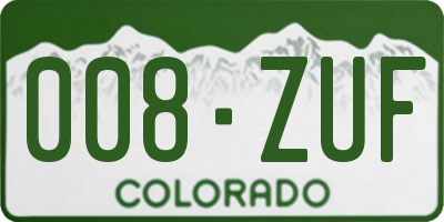 CO license plate 008ZUF