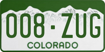 CO license plate 008ZUG