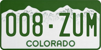 CO license plate 008ZUM