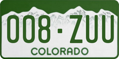 CO license plate 008ZUU