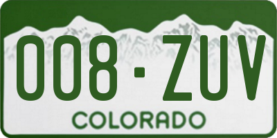CO license plate 008ZUV