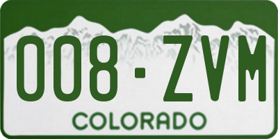 CO license plate 008ZVM