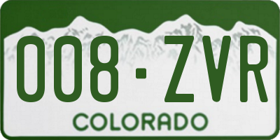 CO license plate 008ZVR