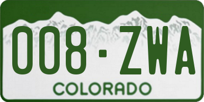 CO license plate 008ZWA