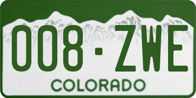 CO license plate 008ZWE