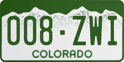 CO license plate 008ZWI
