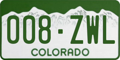 CO license plate 008ZWL