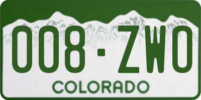 CO license plate 008ZWO