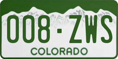 CO license plate 008ZWS