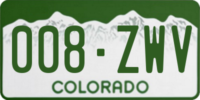 CO license plate 008ZWV
