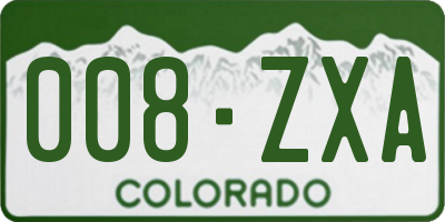 CO license plate 008ZXA