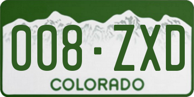 CO license plate 008ZXD
