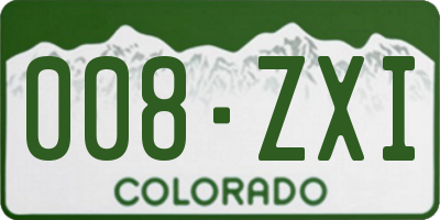 CO license plate 008ZXI