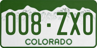 CO license plate 008ZXO