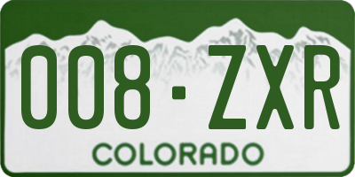 CO license plate 008ZXR