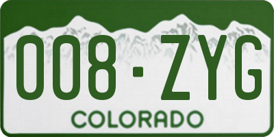 CO license plate 008ZYG