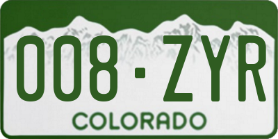 CO license plate 008ZYR