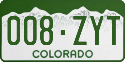 CO license plate 008ZYT