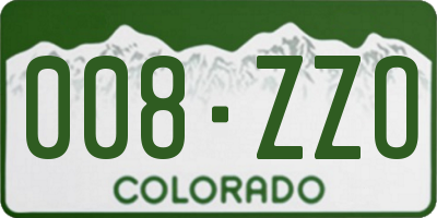 CO license plate 008ZZO