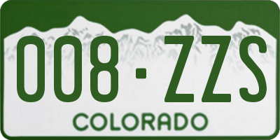 CO license plate 008ZZS