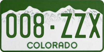 CO license plate 008ZZX
