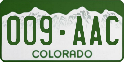 CO license plate 009AAC