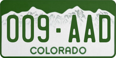 CO license plate 009AAD