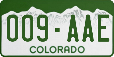 CO license plate 009AAE