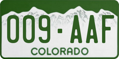 CO license plate 009AAF