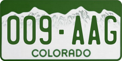 CO license plate 009AAG