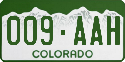CO license plate 009AAH