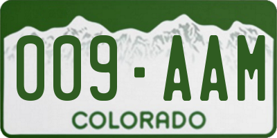 CO license plate 009AAM