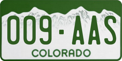 CO license plate 009AAS