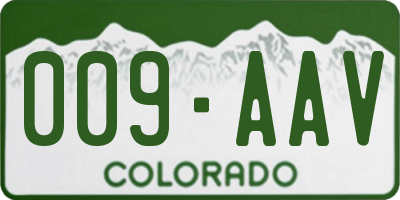 CO license plate 009AAV