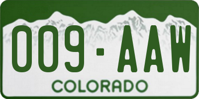 CO license plate 009AAW