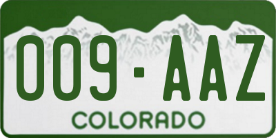 CO license plate 009AAZ