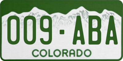 CO license plate 009ABA