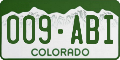 CO license plate 009ABI