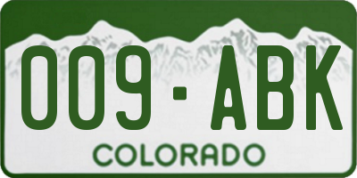CO license plate 009ABK