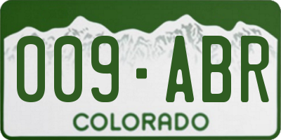 CO license plate 009ABR