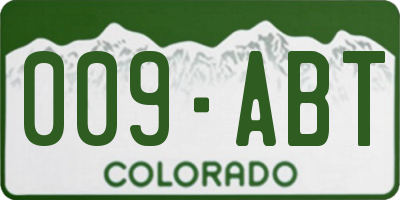 CO license plate 009ABT