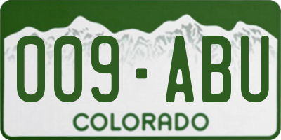 CO license plate 009ABU