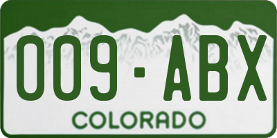CO license plate 009ABX