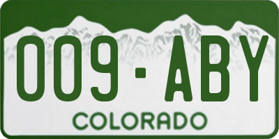 CO license plate 009ABY