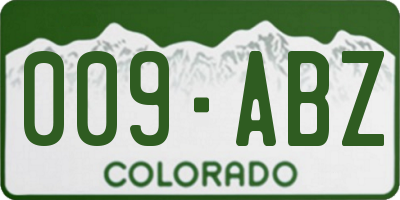 CO license plate 009ABZ