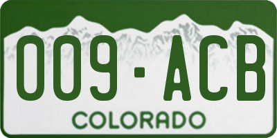 CO license plate 009ACB